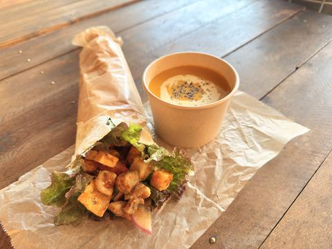 TAKE OUTのサラダ屋さん WBcafe Tacos Wrap+potage .
