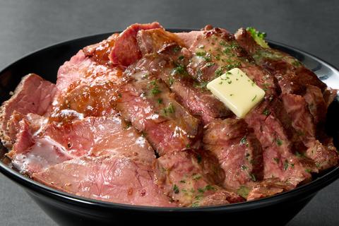 濃厚ローストビーフとハラミ丼「タルビー」 矢口渡店 【肉1.5倍】肉大盛ローストビーフ&牛ハラミバターステーキの相盛丼 Extra Roast Beef & Harami Butter Steak Bowl
