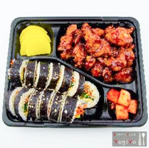 韓国料理YogiYo＆ネパール・インド料理EVEREST KITCHEN 特製キンパ＆ヤンヨムチキン弁当(Gimbap＆Yang Yom Chicken bento)