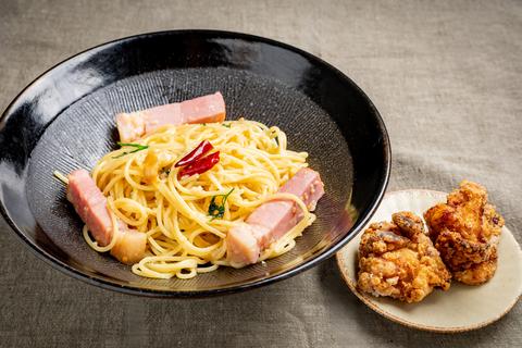 ペペロンチーノ専門店 欧麺ふく田 パスタ(1人前)+ふく田ザンギ