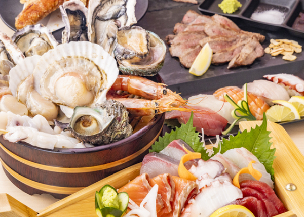 和牛と海鮮浜焼き うしQかきQ