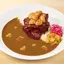 にんにくポークロックカレー Pork Curry Rice w/ Tender Pork Chunks & Fried Garlic