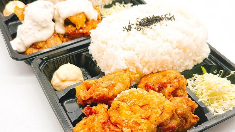 「爆盛！1キロ唐揚げ弁当」からとも